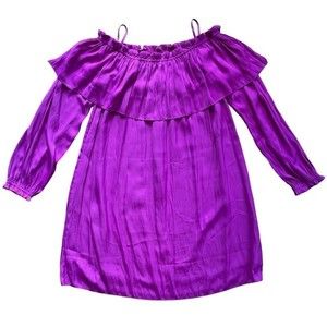 Lilly Pulitzer Dress Ruffle Long Sleeve Purple S NWOT
